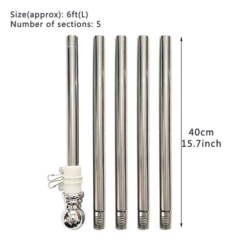 6ft 5 Sections Flag Pole Backyard Detachable Durable Rustpro