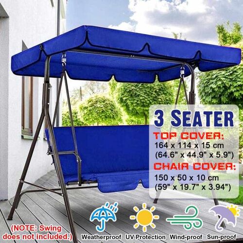 3 Seat Garden Swing Chair Cover +Top Cover Polyester Set Wat