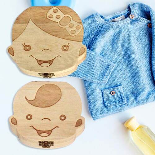 Wooden Baby Tooth Box Kids Teeth Storage Box Teeth Umbilica
