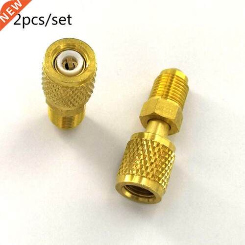 2Pcs Air Conditioning Adapter M 5/16 F 1/4 SAE For R410a Ref