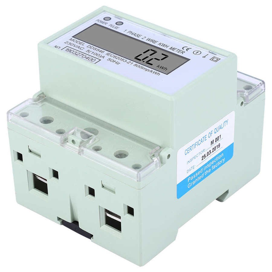 Single-phase 5-100A 230VAC energy meter DIN rail digital LCD