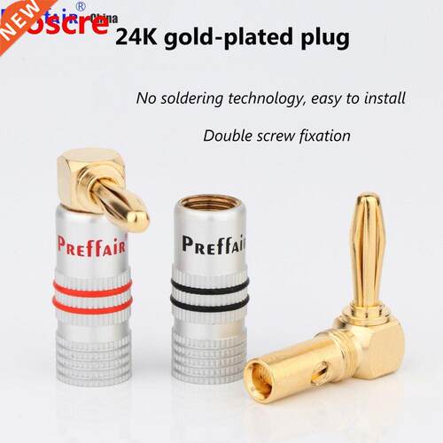 Preffair BA1467 8PCS 24K Gold 90 Degree Right Angle Speaker