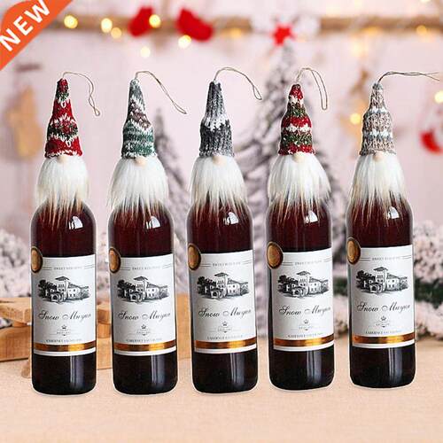 5Pcs Christmas Gnome Wine Bottle Topper Covers Xmas Knitted