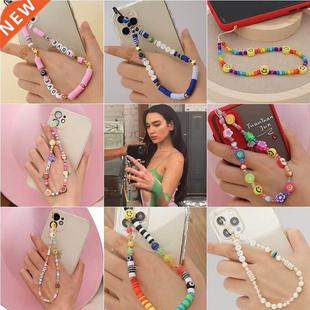 Colorful Smiling Beads Chain Phone Chain Lanyard Beads Mobil