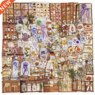 160PCS Vintage Scrapbook Stickers Pack, Retro Decorative Flo