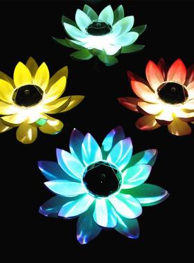 LED Solar Powered Flower Light Artificial Lotus Shape Floati
