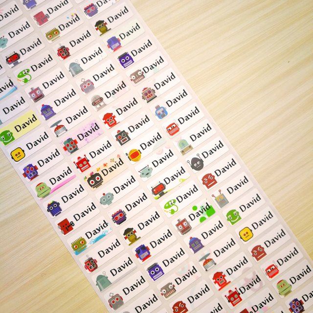 Children Stickers Boy Robot Name Stickers Customize Sticker