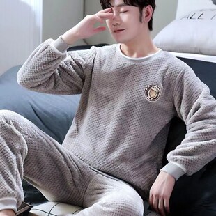 Men's Flannel Pajamas Sets Thick Warm Winter 2Piece/Sets Sle