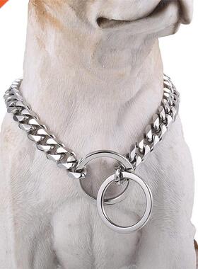 Smooth Flat Chain Dog Collar Silver Cuban Link Dog Slip Chai