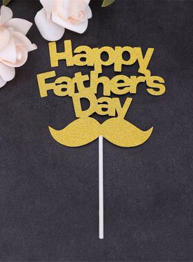1PCS DIY Silver Gold Moustache Happy Father Day Cake Topper