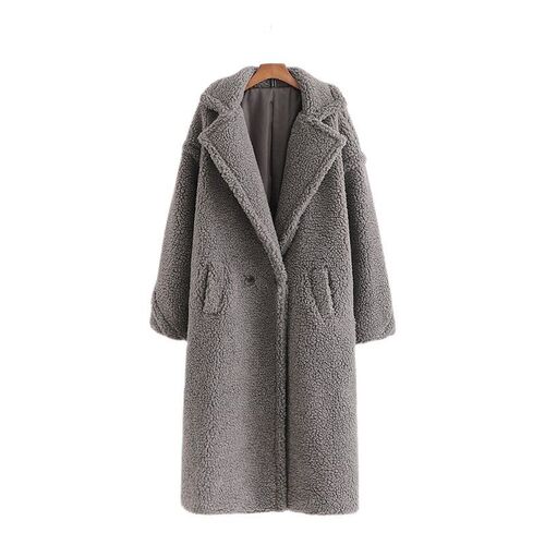 Autumn Winter Women Gray Teddy Coat Stylish Female Thick War