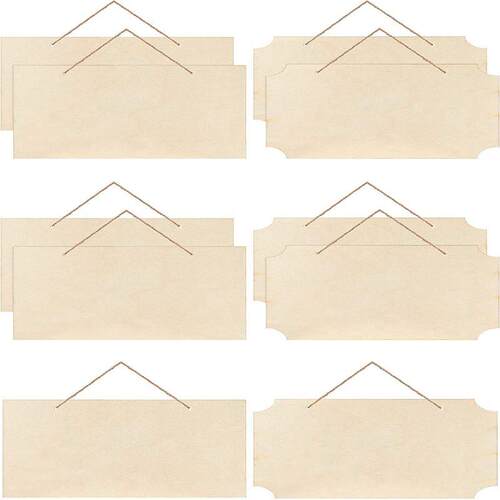 10 Pieces Unfinished Hanging Wood Sign Rectangle Blank Woode