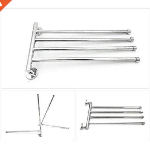 Wall Mount Swivel Towel Bar Stainless Steel 4-Arm Bathroom T