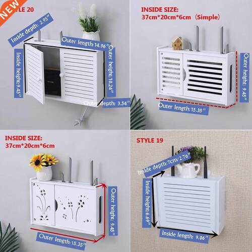 Wood-Plastc Wf Router Storage Boxes Case Shelf Cable Powe