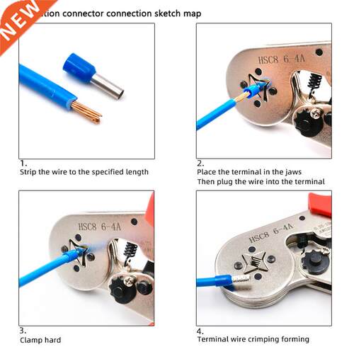 Tubular Terminal Crimping Tool Mini Pliers HSC8 6-4A/6-6A 0.