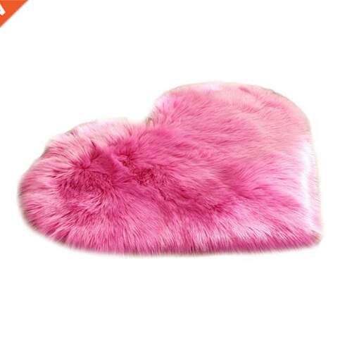 Sweet Heart Shape Floor Mat Plush Faux Wool Rug Chair Cover