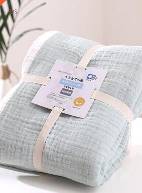 Spring Summer Cotton Gauze Muslin Throw Blanket on the Bed C
