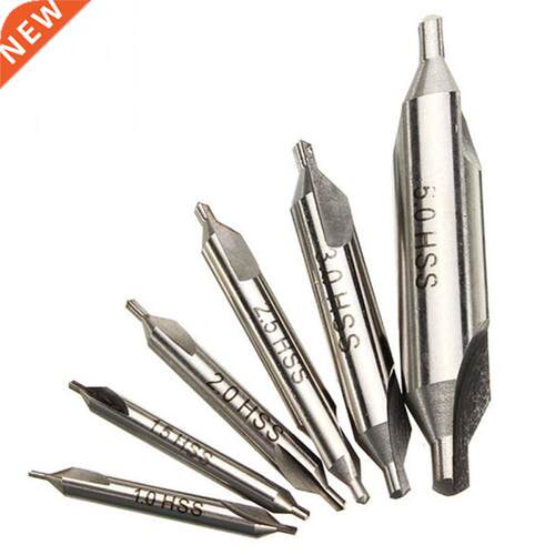 6pcs 5/3/2.5/2/1.5/1mm 60 Degree HSS Center Drills Bit Count