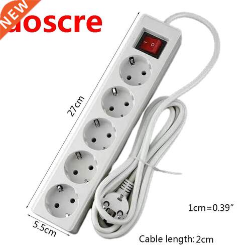 EU Standard German Type Power Strip 3/4/5 Sockets in Row Fla