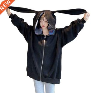 Harajuku Kawaii Bunny Ears Hoodie Women Fashion Top Coat Win