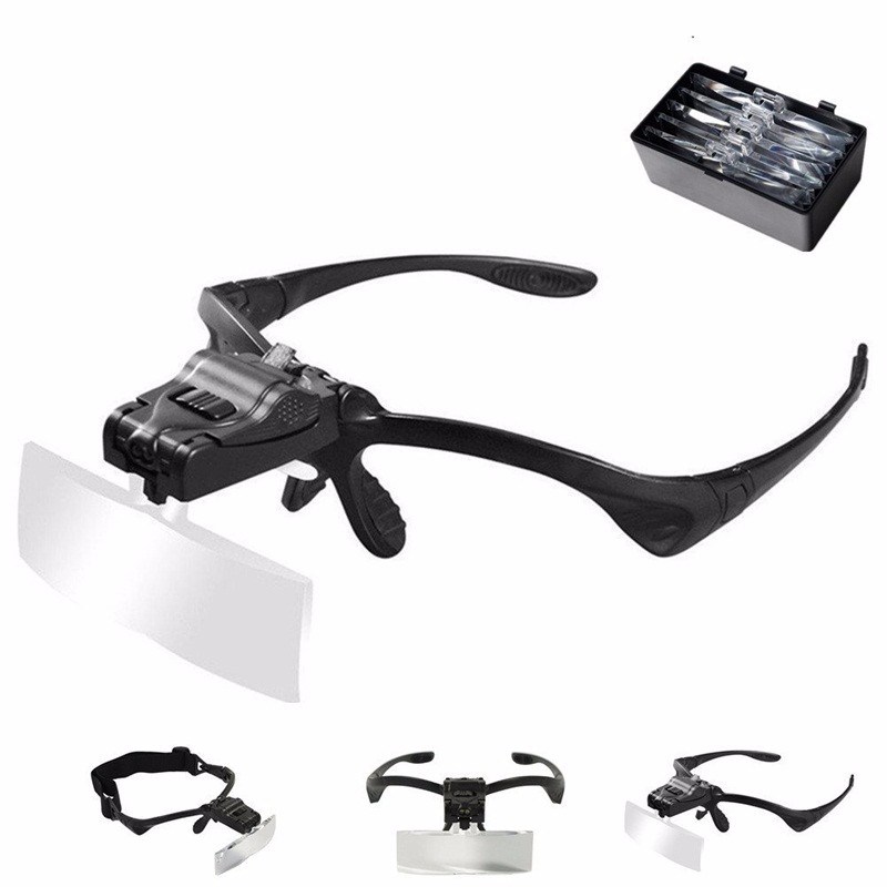 1.0X 1.5X 2.0X 2.5X 3.5X 5 Lens Loupe LED Light Headband Mag