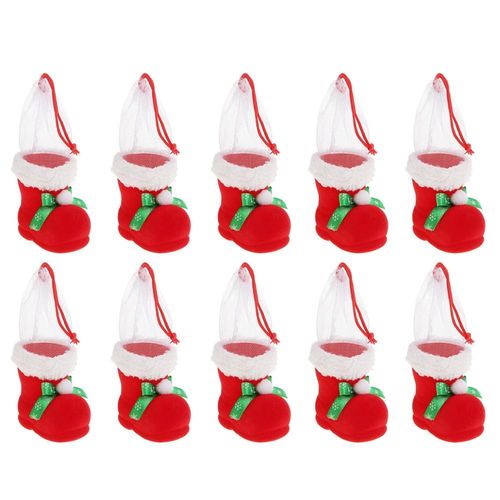 10pcs Christmas Candy Boot Christmas Gifts Bags New Year Xma