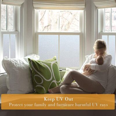 Non Adhesive Frosted Window Film Matte Privacy Window Stick