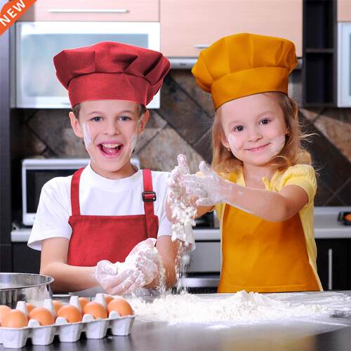 Children Front Pocket Bib Apron Kid Boys Girls Apron Kitchen