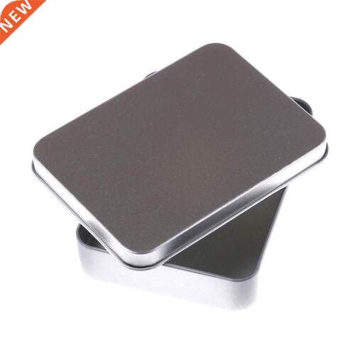 Small Empty Storage Box Silver Flip Tin Box Storage Case Org