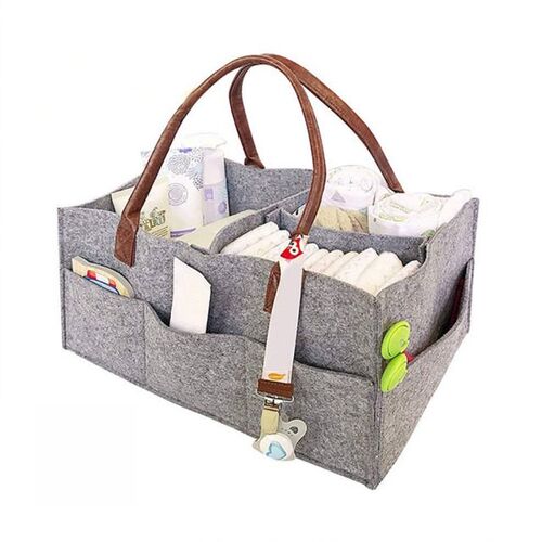 Baby Diaper Caddy Organizer Foldable Felt Storage Bag Portab