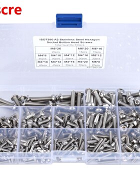330pcs Pan Head Hex Socket Screw Set Stainless Steel M3 M4 M
