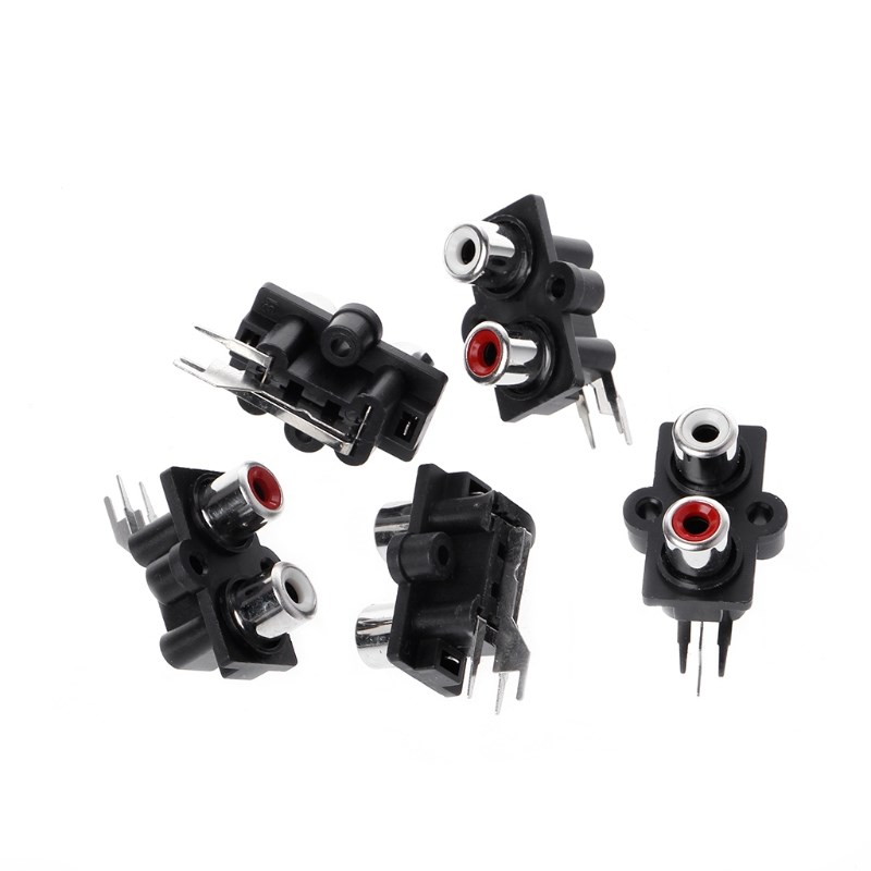 5 Pcs PCB Mount 2 Position Stereo Audio Video Jack RCA Femal