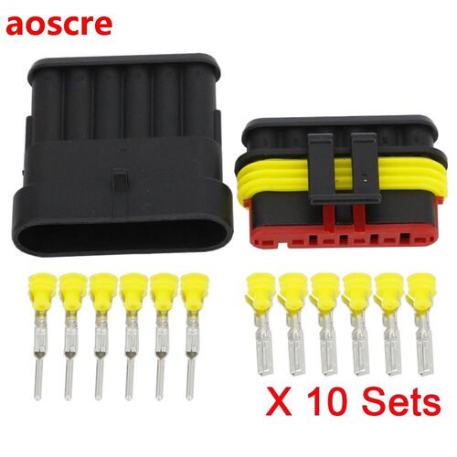 10 Sets 6 Pin AMP 1.5 Connector, DJ7061-1.5-11/21 Waterproof