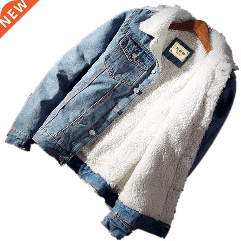 men jacket and coat ndy warm fleece thick denim jacket wint
