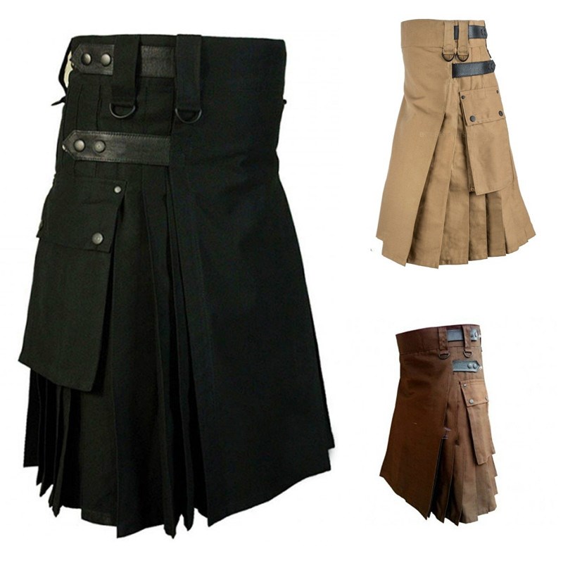 Fashion Scottish Men Adult Traditional Kilt Medieval Metal V