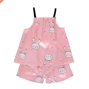 Kids Girls Pajamas Silk Women Set 2pcs Bunny Pattern Sling O