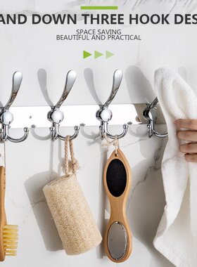 Wall Mounted Coat Hanger Clothes Hat Rack with Hooks Bathroo