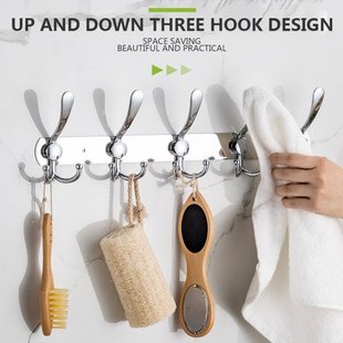 Wall Mounted Coat Hanger Clothes Hat Rack with Hooks Bathroo