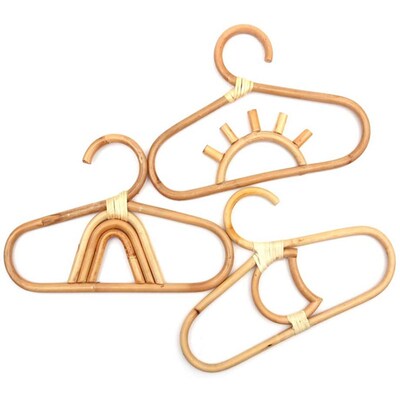 3Pcs Rattan Kids Hanger Kids Garments Organizer Rack Hat Han