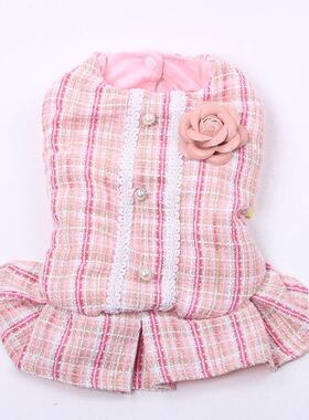 Princess Dog Cat Dress Hoodie Plaid Rose Design Pet Puppy S