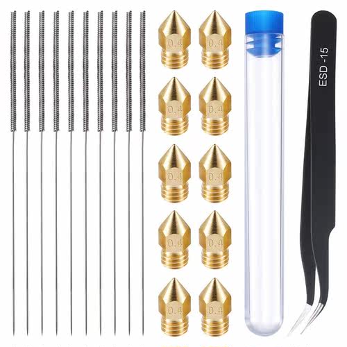 21 Pieces 3D Printer Nozzle and Cleaning Kit 0.4 Mm Mk8 Nozz
