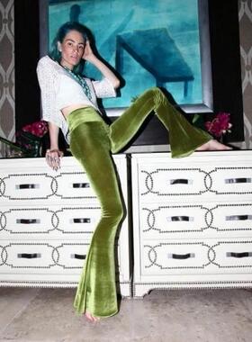 Women Pants Y2k Velvet Flares High Waist Flare Pant Spring S