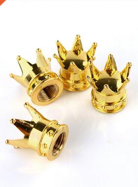 New 4PCS Gold Crown Shaped Tyre Wheel Stem Air Valve Caps Ca