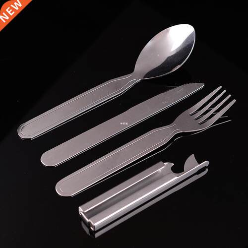 4pcs Portable Dinnerware Outdoor Stainless Steel Spoon Fork