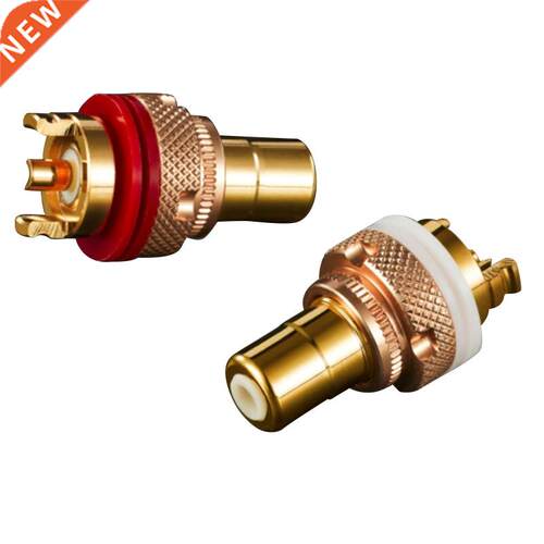 24K Gold Plated Brass Female RCA Jack Socket Connector Adapt