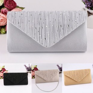 Women Evening Bag Satin Bridal Diamante Ladies Day Clutch En