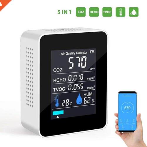 Wth Bluetooth-Compatble 5 n1 CO2 Meter Dgtal Temperatur