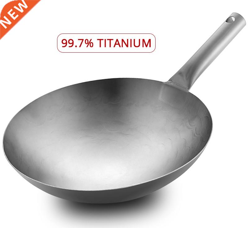 High-end Pure Titanium Frying Wok Non-stick Pan Uncoated Coo