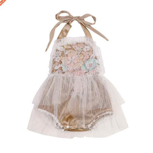 Lovely Princess Baby Girls Summer Rompers Sleeveless Halter