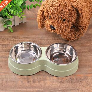 Stainless Steel Double Pet Bowls Food Water Feeder for Dog P